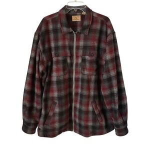Red Head Ranch Bass Pro Wool Blend Plaid Flannel Full Zip Jacket Shacket 2XL